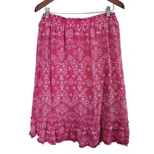 Y2K Mile Gabriella Peasant Skirt Womens Size XL Pink Floral Pink Boho Ruffles