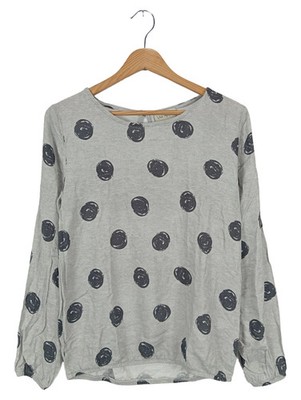 VIA APPIA Damen Langarmshirt Gr. 34/XS Grau Punkte Casual Viskose