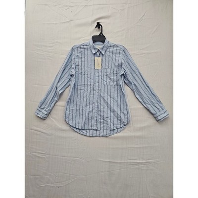 Universal Thread Womens Relaxed Fit Button Down Shirt Blue Stripe XS 013028357