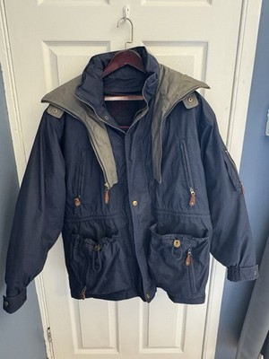 Gant Navy Parka With Removable Lining And Hidden Hood, Size Large