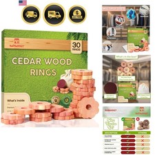 Cedar Blocks for Clothes Storage - 30 Pack Cedar Rings - 100 Natural Aromati...