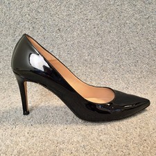 LK Bennett Floret Court Shoes Black 41 UK 8 Patent Leather 3.5" Stiletto Heel