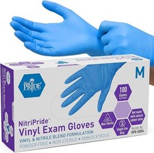 Medium Disposable Nitrile Vinyl Blend Gloves Powder Free, Latex Free, Single Use