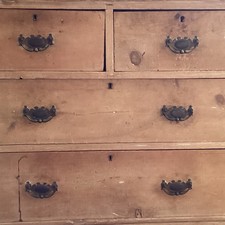 Rustic Wood Chest of Drawers 4 Drawer Natural Finish Brass Bail Pull 90cm
