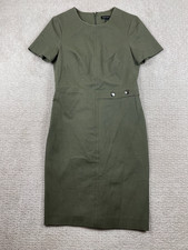 Banana Republic Dress Womens Size 6 Olive Green Midi Sheath Short Sleeve Stretch