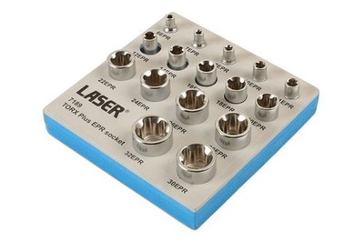 16 Stück Torx  Plus EPR Steckschlüsselsatz 1/4''D, 3/8''D, 1/2''D Laser 7189