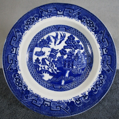 Schöne Vintage Solian Ware Soho Keramik tiefblau Weidenrand große Schale