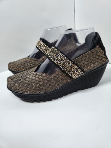 Scarpa con zeppa Chunky Platform Bernie Mev Lulia Bronze Bling tessuto elasticizzato US 9,5 - Foto 4 di 16