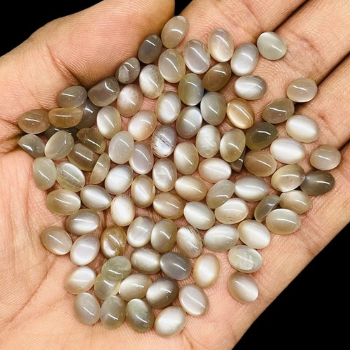 70 Pcs Natural Sri Lankan Moonstone 8x6mm Oval Stunning Gray Loose Gemstones Lot - Picture 7 of 8