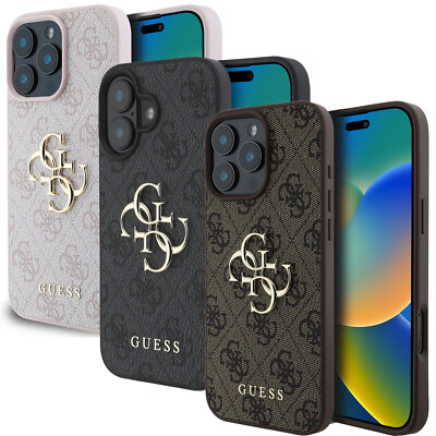 GUESS Case für iPhone 16,16 Pro,16 Pro Max Metal Logo Gold Hülle Cover