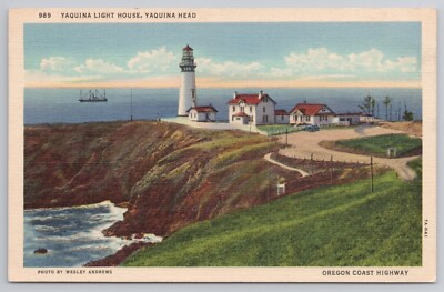 Yaquina Head Light House Oregon OR 1930s Postcard