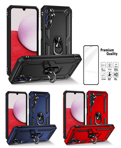 Magnetische Stoßfeste Hülle Ring Cover + Hartglas für Galaxy Schwarz Rot Blau - Bild 1 von 4