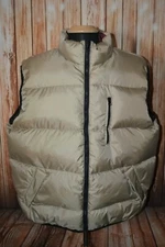 Guide Gear Men's Beige Puffy Reversible Nylon Down Full Zip Vest Sz 2XL