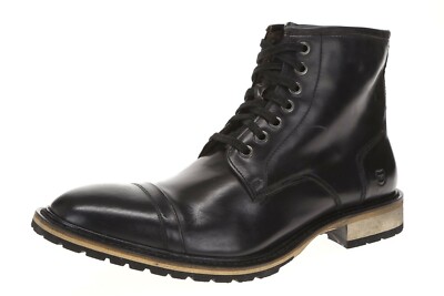 Men's 234828 ANDREW MARC Black Shiny Leather Norwood Boots Sz. 8.5 / 42
