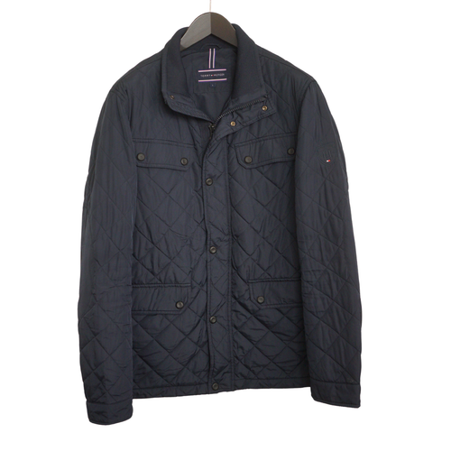 Men Tommy Hilfiger Quilted Jacket Navy Blue Zip Breathable Size L