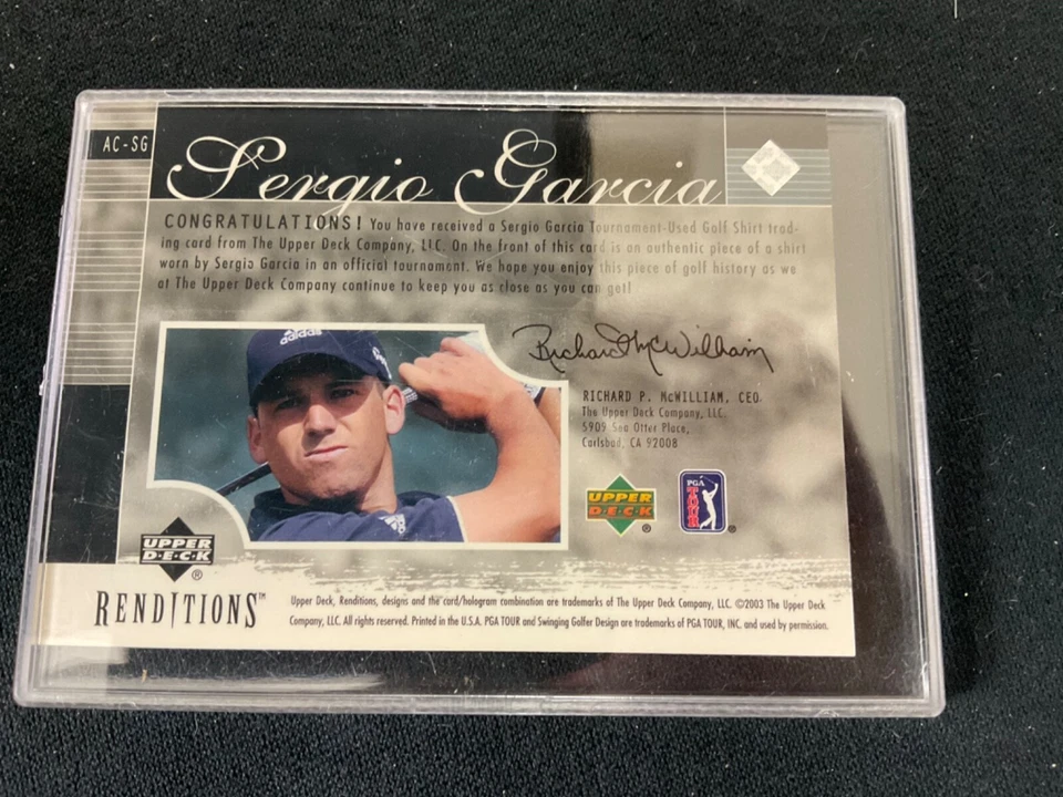 2003 Upper Deck Renditions - Apparel Collection #AC-SG Sergio Garcia (MEM) - Image 2 of 4