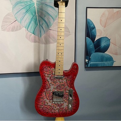 6-String Red Circle Myriapodes TL Electric Guitar Solid Single Pickups 21 Frets