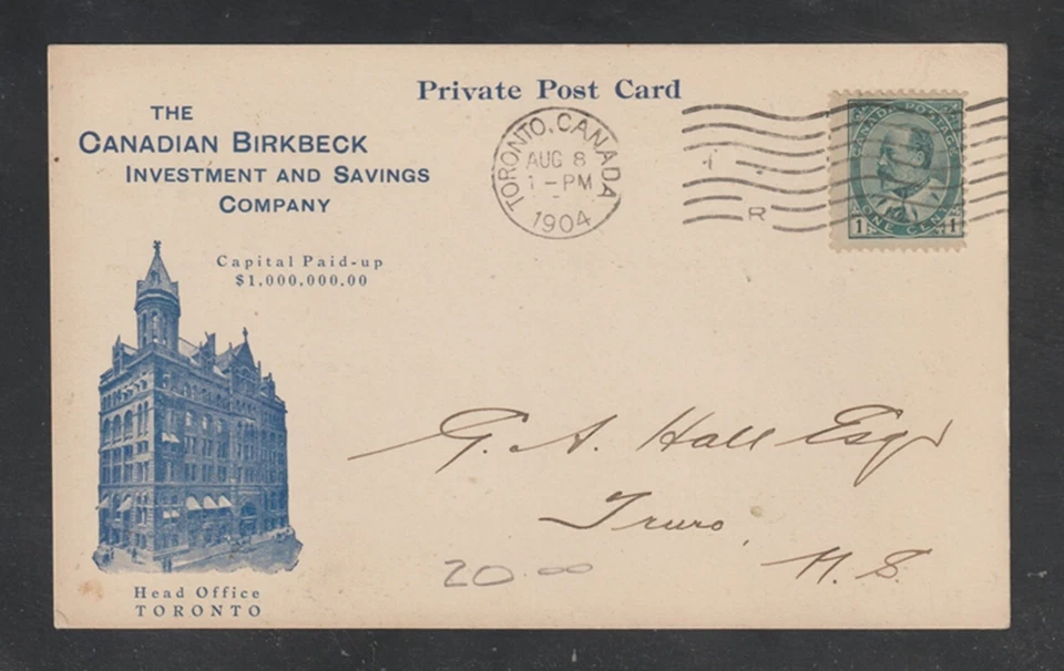 The Canadian Birkbeck Investment and Savings Company Private Postcard Circa 1904 - Image 2 of 4