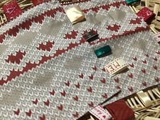 Set Of 2 Handmade Taggies - Nordic Christmas - Red, White And Beige Nordic