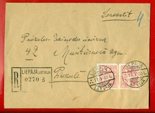 1933 LATVIA LETTLAND REGISTERED ENVELOPE CANCEL LIEPAJA 628