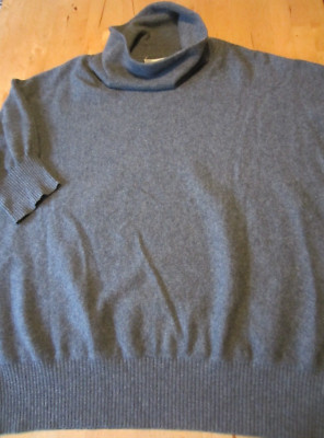 Peter Hahn Kaschmir Pulli Pullover Rolli 48 grau Cashmere Kurzarm