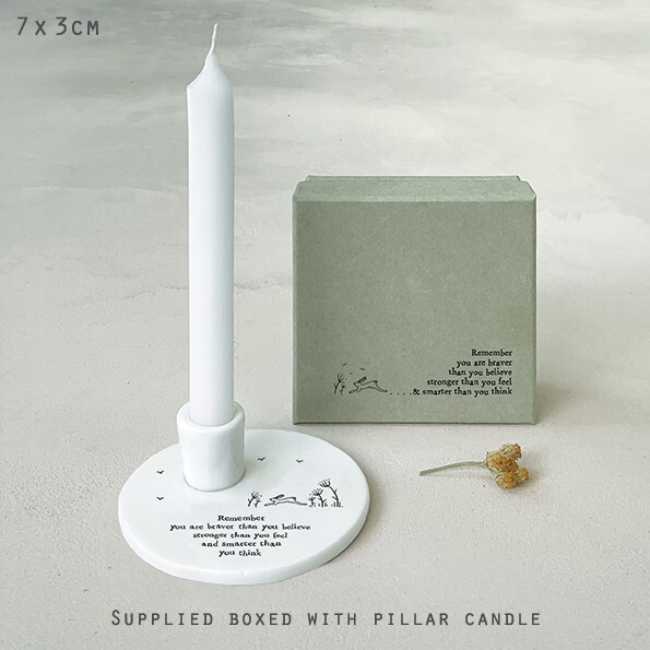 East of India Candle Holder 'Remember you are braver than you believe...