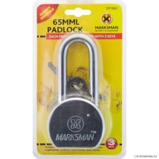 65MM HEAVY DUTY LONG BEAM ROUND PADLOCK 3 KEYS SECURITY LOCK LUGGAGE LOCKER NEW