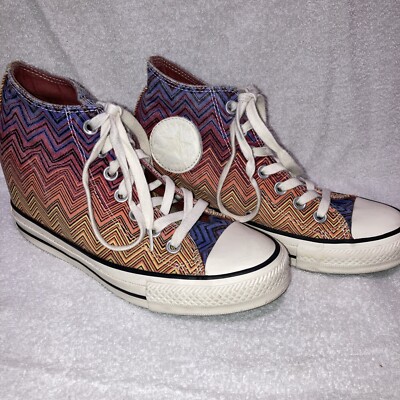 Converse Chuck Taylor x Missoni Chevron Lux Hidden Wedge Hi Top Shoes Sz 