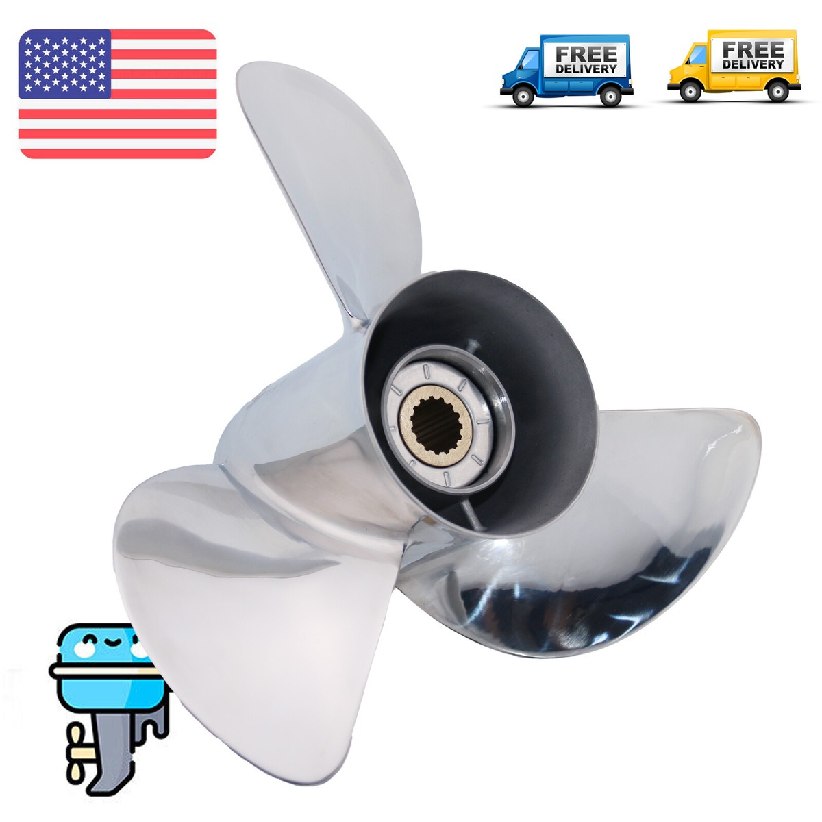Outboard Propeller 13x19-K For Yamaha Boat Motor F 70-115 hp 15