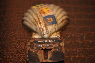 Vintage Early Shell Motor Oil License Plate Topper Car Accessory Hot ...