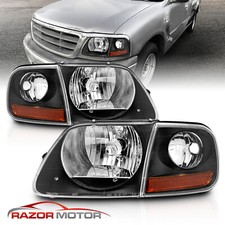 For 97-0302 Ford F150 Expedition Lightning Style Black Headlight Corner Pair
