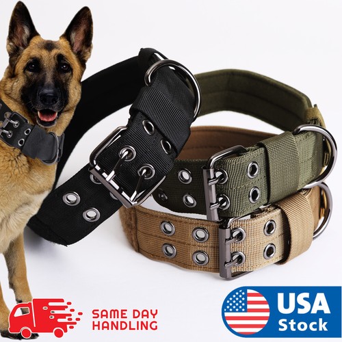 Tactical heavy duty Nylon large Dog Collar collar K9 Military with