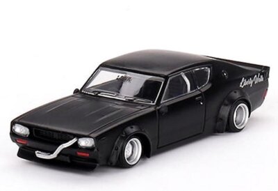 NISSAN Skyline -  Kenmeri - Liberty Walk  - black dull - Mini GT 1:64