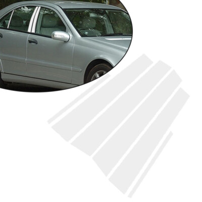 6-Piece Gloss Black Window Pillar Post Covers For Mercedes C-Class W203 2001-2007