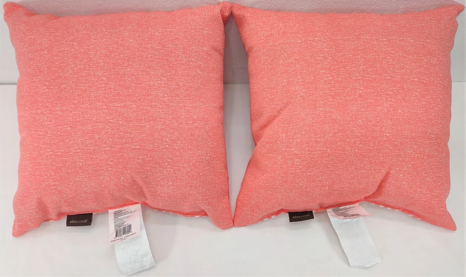 Set of 2 Coral 16 x 16" Outdoor Decorative Throw Pillow Polyester UV resistant - Image 4 of 4