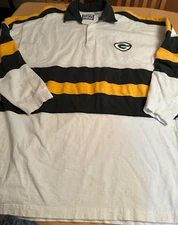 LOGO 7 GAME DAY GREEN BAY PACKERS NFL EMBROIDERED LS RUGBY SHIRT MENS L TALL