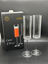 JoyJolt Claire Crystal Champagne Flutes Glasses 5.7 Oz Set of 2 NEW