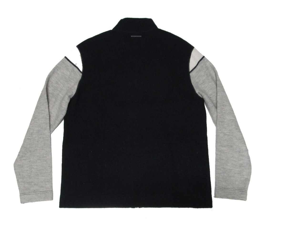 Armani Exchange A|X Mens Navy Grey White Wool Knit Full Zip Jacket