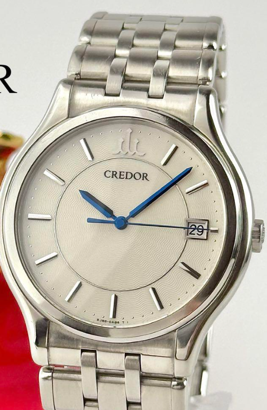 Seiko Credor Quartz Watch 34mm Blue Hands Date Vintage 16.2 Seiko Credor Quartz Watch 34mm Blue Hands Date Vintage 16.2
