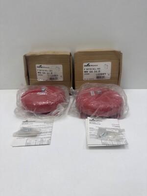 LOT OF 2PCS Cooper Wheelock MB-G6-24-R 6'' Motor Bell-RED 24VDC Signal Fire Alarm