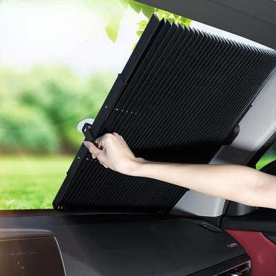 Car Retractable Windshield Sunshades Suction Cups Folding Front Rear Sun Shades