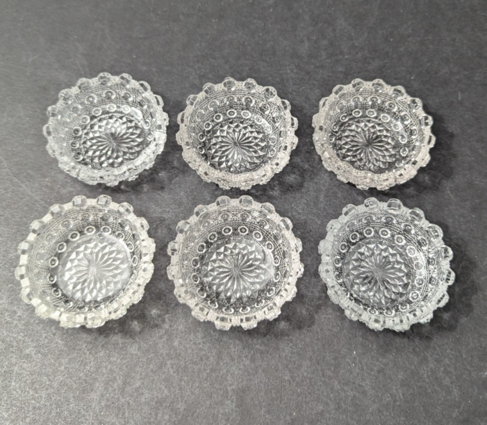 Westmoreland Lacy Daisy 6-Piece Clear Salt Cellar Dip Dish Set 2.25 Inches