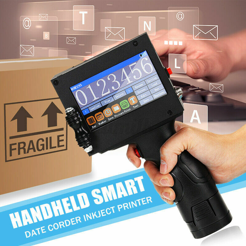 Handheld Inkjet Printer Date QR Barcode 4.3'' Touch Screen 600DPI DIY 2-12.7mm