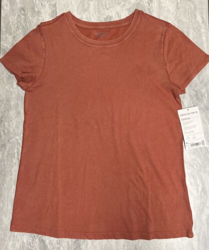 new ATHLETA Etruscan Red/Terracotta Organic Daily Crew Neck T-shirt MEDIUM nwt - Picture 1 of 8