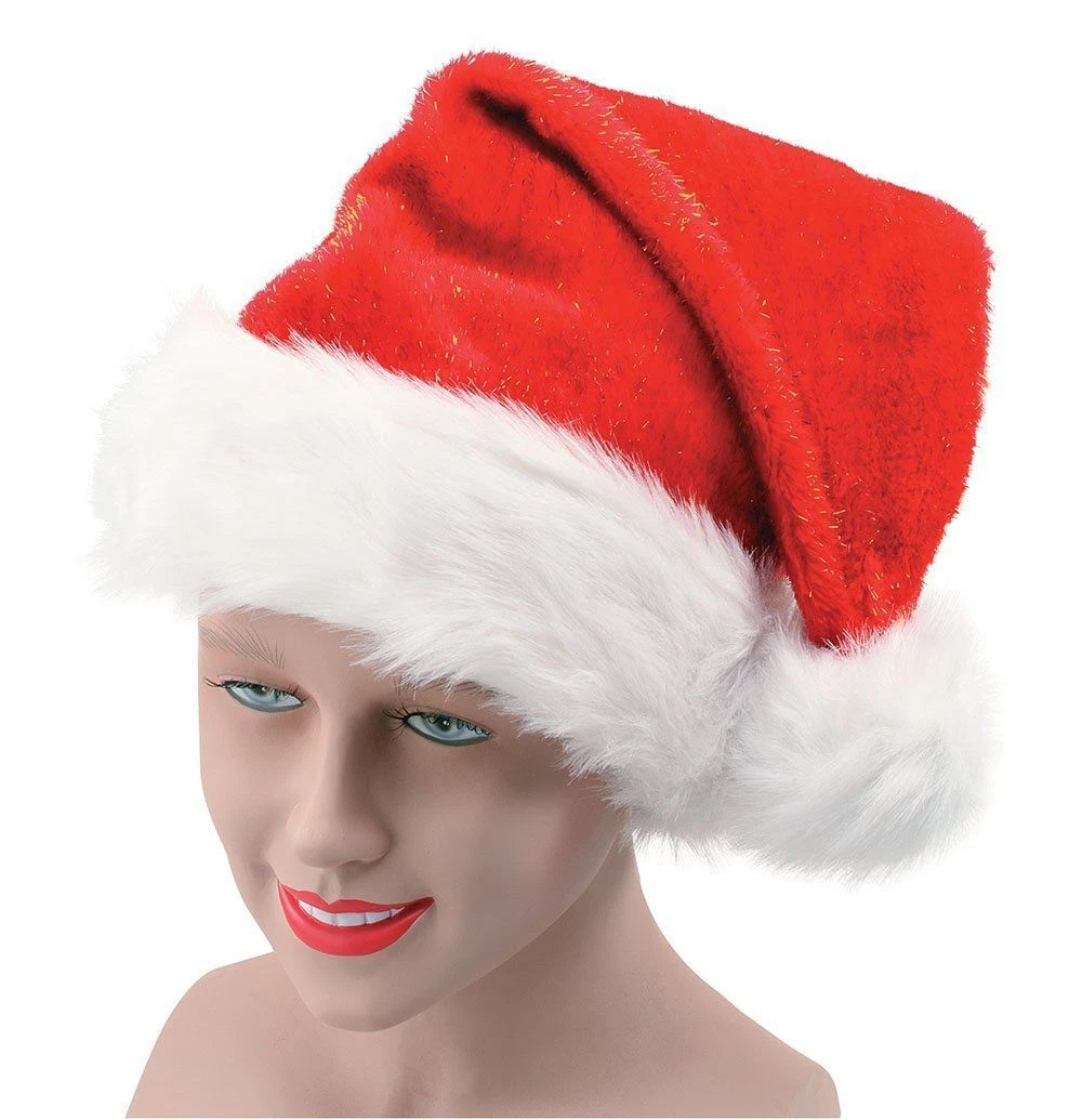 Red Glitter Santa Hat 12 PCs Fancy Dress Party Costume Xmas Accessory 58cm UK