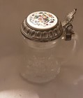 Lidded Beer Stein/Mug Pewter Glass Toothpick Holder — photo 4