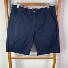 Marcs Shorts Mens 30 Navy Blue Chino Khaki Flat Front Casual Preppy Cotton