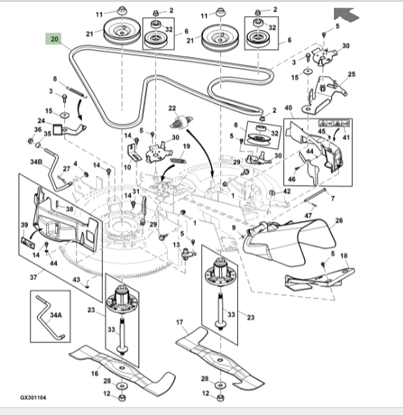 John Deere Z355E ZTrak Mower Z355E ZTrak Mower Deck (W/ 48, 47 OFF