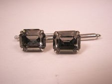 SINGLES 2 3/8" Smoky Rhinestones Vintage Formal tux prom Shirt Stud h79