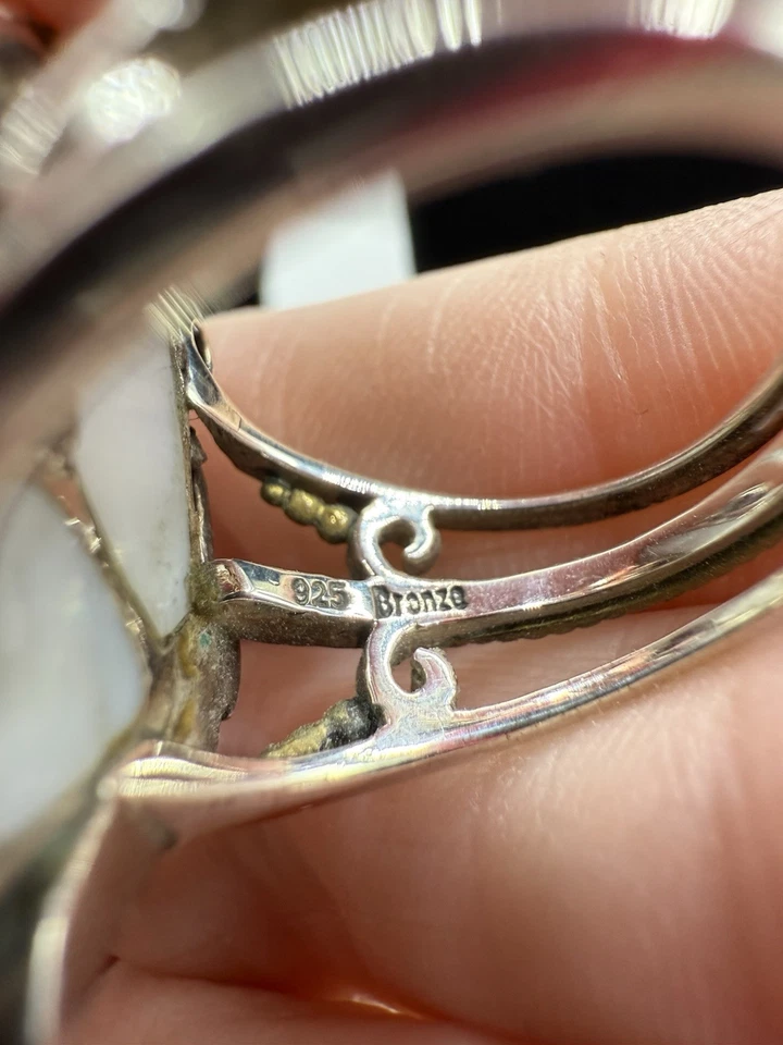 Anel borboleta pérola ametista bronze prata esterlina Echo of the Dreamer tamanho 7 - Imagem 4 de 4